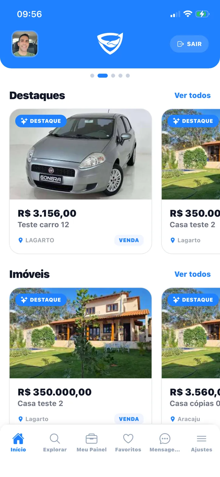 Tela Home do app VERU